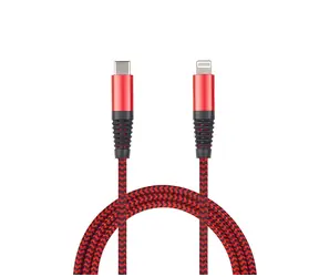 2GO 797197 rot / Daten- und Ladekabel / Lightning auf USB-C / 1 m / Nylon