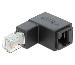 DeLock Adapter RJ45 (M) rechtwinklig nach unten - RJ45 (F) Cat.6 UTP schwarz / Adapter / Cat6 UTP / vergoldete Kontakte
