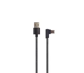 2GO USB-A - Micro-USB 1 m schwarzes Datenkabel / Nylon / abgewinkelter Stecker