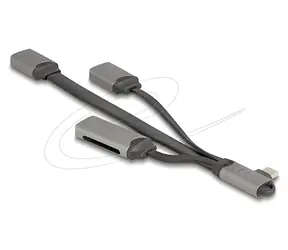 DeLock USB-C-Hub / USB-Hub / USB 3.2 Gen 1 / 2× USB-A + SD- und microSD-Kartenleser