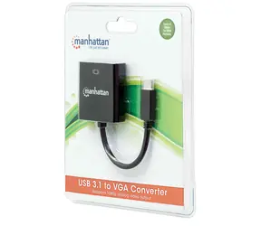 Manhattan USB-C 3.1 schwarz / Konverter auf VGA / Auflösung 1920 x 1200 / keine Stromversorgung erforderlich