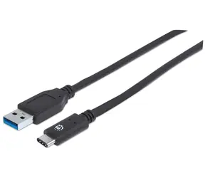 Manhattan Schwarz / Kabel / USB-C - USB-A / USB 3.2 Gen 2 10 Gbit/s / 1 m