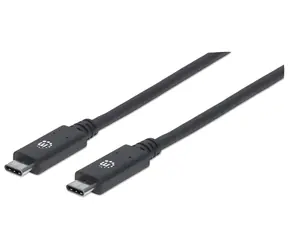 Manhattan USB-C schwarz / USB-Kabel / USB-C (M) - USB-C (M) / USB 3.2 Gen 2, 10 Gbit/s / 1 m