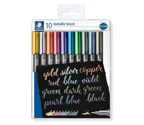 Staedtler Metallic-Brushmarker / 10 Stück im Etui / Pinselspitze / 1-6 mm