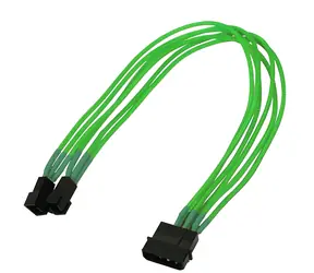 Nanoxia 4-Pin Molex - 2x 3-Pin grün / Verlängerungskabel / 30 cm / Einzelhülle