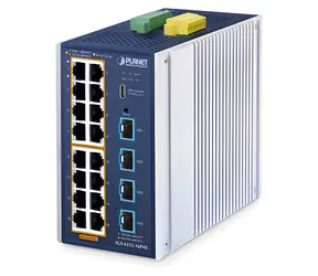 Planet IGS-4215-16P4X / Industrie-Switch / 16x Gigabit RJ-45 PoE 802.3at / 4X 10G SFP+ / L2+ / IP30