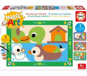 Educa Malen nach Zahlen Bauernhof / 3 Bilder 31 x 21,5 cm / Set mit 5 Farben und Pinsel