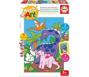 Educa Malen nach Zahlen Dinosaurier / Kreativset / 2 Leinwände 20,5 x 15,5 cm / 9 Farben