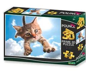 Prime 3D-Puzzle „Springende Katze mit Glitzer“ / 48 Teile / 3D-Effekt / ab 3 Jahren