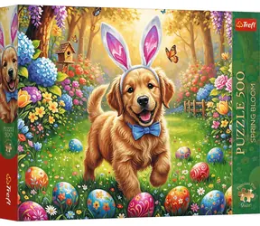 Trefl Puzzle Premium PLUS Frühlingsblüte: Osterhund / 500 Teile / 48 x 34 cm