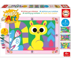 Educa Malen nach Zahlen Dschungel / 3 Bilder 31 x 21,5 cm / Set mit 5 Farben und Pinsel