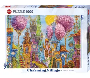 HEYE Puzzle Charmantes Dorf: Rosa Bäume / 1000 Teile / ab 14 Jahren