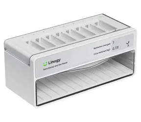 Linogy AA/AAA / Akkuladegerät / 8 Steckplätze / 40 Speicherplätze / USB-C / E-Ink-Display