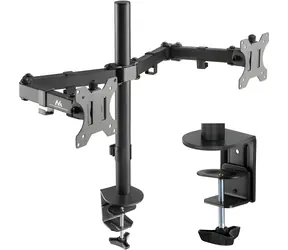 Maclean MC-884 schwarz / Tischhalterung für zwei Monitore / 17-32" / VESA 75x100 / Tragkraft 16 kg / neigbar
