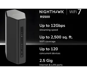 Netgear Nighthawk RS500 BE12000 schwarz / Router / Wi-Fi 7 / Tri-Band / 4X Ethernet / USB 3.2