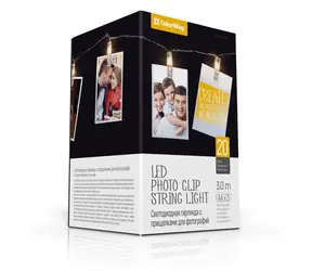 Colorway LED-Fotoklammern / Lichterkette / 20 LEDs / 3 AA-Batterien / warmweiß / 3 m