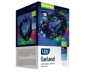 Colorway LED-Lichterkette für den Innenbereich, 50 LEDs, mehrfarbig / 5 m / 8 Funktionen / USB-Stromversorgung