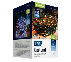 Colorway LED-Lichterkette für den Innenbereich / 100 LEDs / 10 m / 8 Funktionen / mehrfarbig / USB-Stromversorgung