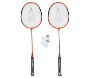 SULOV Badminton-Set orange / 2x Schläger / 2x Ball / Reisetasche