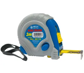 Mega 20112 / Maßband / 2 m / Bandbreite 16 mm / Gummiüberzug, 3 Stopper
