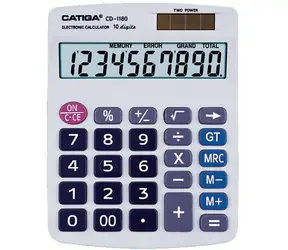 CATIGA 1180 / Tischrechner / 10-stellige Anzeige / Solar- und Batteriebetrieb