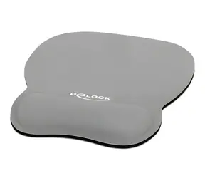 DeLock grau / Mauspad / Ergonomisch / Handgelenkauflage mit Gel / 245 x 206 mm
