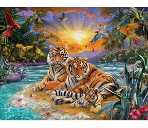 Diamantmalerei - Tigerfamilie / 30 x 40 cm