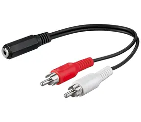 Goobay 50092 schwarz / Audioadapter / 3,5-mm-Klinkenstecker auf 2x Cinch / 20 cm
