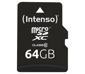 INTENSO microSDXC 64 GB / Speicherkarte / Klasse 10 / Lesegeschwindigkeit 25 MB/s / SD-Adapter