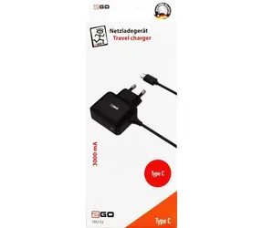 2GO 12W schwarz / Netzladegerät / USB-C / inkl. USB-C-Kabel 140 cm / 100-240 V