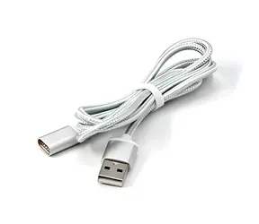Neutraler magnetischer USB-A-Anschluss, silberfarben / Kabel / USB 2.0 / 1 m