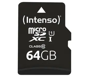 INTENSO UHS-I Performance 64 GB schwarz / microSDXC-Speicherkarte / UHS-I U1 / Klasse 10 / Lesegeschwindigkeit 90 MB/s