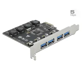 DeLock / USB-Erweiterungskarte / PCIe x1 / 4X USB-A ext. / USB 3.2 Gen 1 (5 Gbit/s)