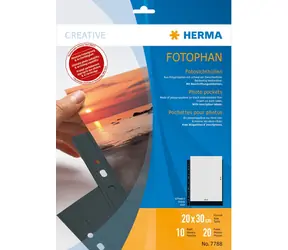 Herma Fotophan 20x30 cm schwarz / Selbstklebende Blätter für Fotoalben / 10 Stück