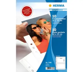 Herma Fotophan 10x15 cm weiß / Selbstklebende Blätter für Fotoalben / 10 Stück