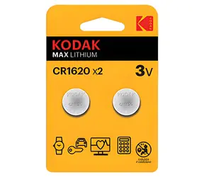 Kodak MAX / Lithiumbatterie CR1620 / 2 Stück / 3 V / Blisterverpackung