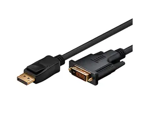 DisplayPort-DVI-Kabel (24+1 Pins), schwarz / Videokabel / 2 m / vergoldete Anschlüsse / 1080p