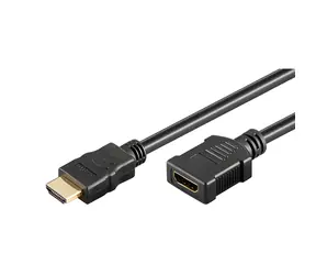Neutrales HDMI-Verlängerungskabel, schwarz / Verlängerungskabel / HDMI-Stecker auf HDMI-Buchse / HDMI 2.0 / 5 m