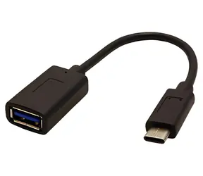 Neutrales OTG-Kabel USB-C - USB-A, schwarz / USB-Adapter / USB-C-Stecker - USB-A-Buchse / 0,15 m / USB 3.1
