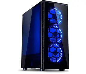 Inter-tech CXC2 schwarz / Gehäuse / ATX / Seitenwand aus gehärtetem Glas / 3x 120-mm-LEDs / transparente Seitenwand