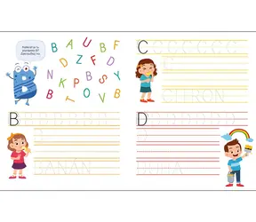 JIRI MODELS Schreib- und Buchstabenheft / Für Vorschulkinder / 22 abwischbare Seiten / Inklusive Stift