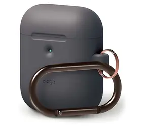 Elago AirPods 2 Silikon-Hängehülle, dunkelgrau / Hülle / Silikon / mit Karabiner / für Apple AirPods 2