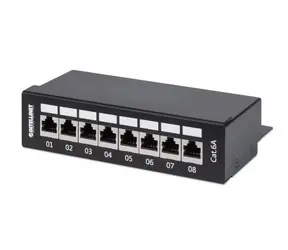 Intellinet Patchpanel Cat6a FTP Desktop schwarz / 8 Ports / geschirmt / vergoldete Kontakte