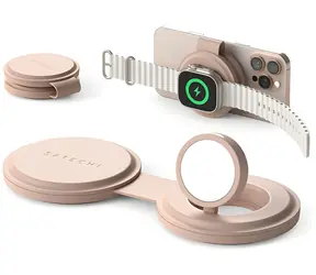 Satechi OnTheGo 2-in-1 Kabelloses Ladegerät Desert Rose / Kabelloses Ladegerät / Qi2