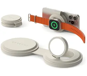Satechi OnTheGo 2-in-1 Kabelloses Ladegerät Sand / Kabelloses Ladegerät / Qi2