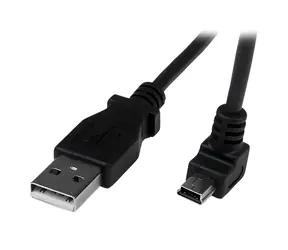 StarTech USB-A - Mini-USB-B Kabel, schwarz / abgewinkelt / 2 m