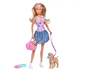 Simba Steffi Puppe mit Hunden / 29 cm