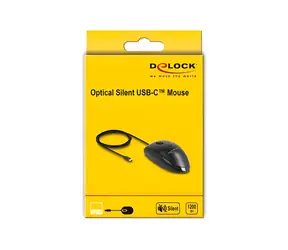 DeLock schwarz / Maus / Optisch / USB-C / 1200 DPI / Leise Klicks / Kabelgebunden