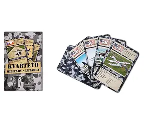 SPIELKARTEN Quartett Militärflugzeuge / 32 Blatt / Rückseite mit Tarnmuster / Papierbox