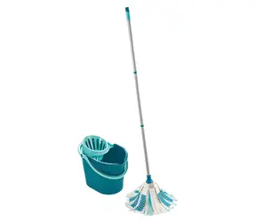 Leifheit 52106 blau, weiß / Wischmoppbezug / Baumwolle, Mikrofaser / Trocken- und Nassreinigung / Laminat